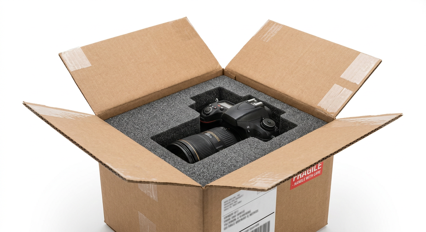 custom cushioning packaging protecting fragile products inside corrugated shipping box